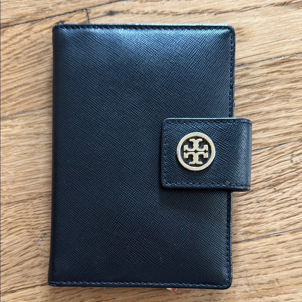Tory Burch Black Wallet with Gold Logo